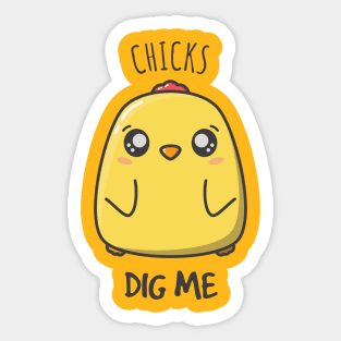 Chicks Dig Me - Cute Chicken Design Sticker